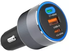 Car charger Forcell F-Energy Alu 2 x USB C + USB A QC4.0 PD SFC2.0 3A 85W pilka