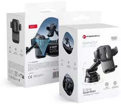 Automobilinis telefono laikiklis Forcell F-Grip Guardian priekiniam stiklui / prietaisų skydeliui juodas
