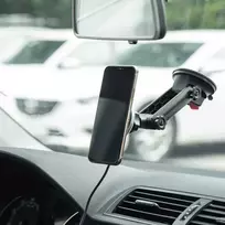 Belaidis automobilinis įkroviklis-laikiklis Forcell (HS2) (MagSafe 15W) tvirtinamas ant konsolės/lango juodas