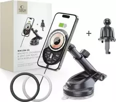 Tech-Protect MM15W-V6 15W automobilinis laikiklis su įkrovikliu MagSafe juodos spalvos