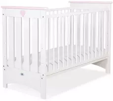 My Sweet Baby Medinė kūdikio lovytė Lorenzo III 120×60 cm, balta–rožinė