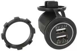 ACV USB įkrovimo adapteris 12/24 V su mėlyna lempute