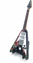 Indominiguitars Mini medinė gitara 15 cm, įkvėpta Jimi Hendrix – kolekcinė su stovu