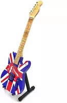 Deco Gifts Rolling Stones mini gitara 1:4 – rankų darbo, kolekcinė, su stovu, fanams