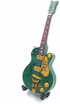 Indominiguitars Mini medinė gitara 15 cm, rankomis dažyta, Bono stilius, su stovu, 1:6 mastelis