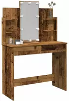 Kosmetinis staliukas su LED lemputėmis, medienos, 96x40x142cm