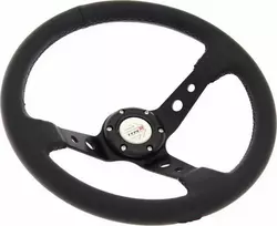 MTuning Pro vairas 350 mm poslinkis: 80 mm juoda oda