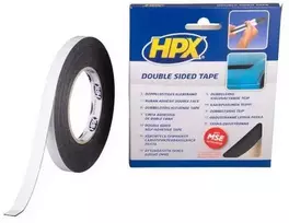 HPX dvipusė lipni juosta, juoda, 12 mm x 10 m