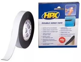 HPX dvipusė lipni juosta, juoda, 25 mm x 10 m