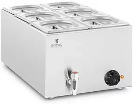 Royal Catering Bain-marie maisto šildytuvas šildymo bufetas 6 x GN 1/6 600 W