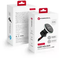 Belaidis automobilinis įkroviklis-laikiklis Forcell (HS2) (MagSafe 15W) tvirtinamas ant ventiliacijos grotelių juodas