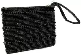 Bazaar Piniginė, juoda su karoliukais, 0,1x0,14x0,02 m, juoda