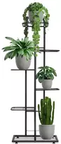 6 pakopų stovas gėlių vazonams, juodas metalas, 118 cm