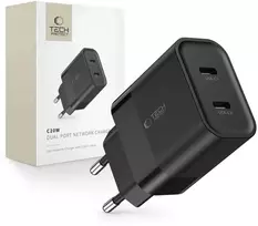 Tech-Protect C20W įkroviklis 2x USB-C PD 20W - juodas