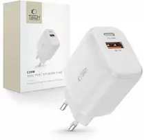 Tech-Protect C20W įkroviklis USB-C PD 20W / USB-A QC 3.0 – baltas