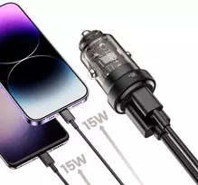 Tech-Protect CC30W automobilinis įkroviklis USB-C PD 30W / USB-A QC 3.0 – juodas