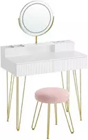 Songmics Vasagle Tualetinis staliukas su taburete ir apšvietimu 40 x 80 x 134,8 cm