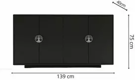Skandica Komoda, Dancan LOTTA, 139x40 cm, Juoda
