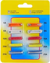 LTC Cilindriniai automobilių saugikliai 5A, 8A, 16A, 2A, 25A, 10 vnt.
