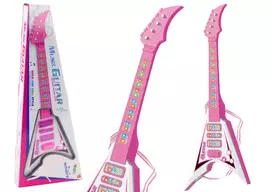 Lean Toys Vaikiška elektrinė gitara su šviesomis ir melodijomis, 54 cm, rožinė