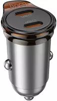 Automobilinis įkroviklis Hoco 2 x USB C PD QC3.0 45W NZ16B metalinis pilkas