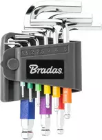 Šešiakampių raktų su rutuline galvute rinkinys Bradas HX 1,5-10 mm, multicolour / short, 9 vnt.