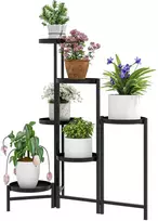 Outsunny 6 pakopų augalų stovas su padėklais, sulankstomas gėlių stovas, metalinis, 80 cm