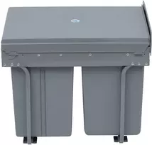 HOMCOM 40L įmontuojama šiukšliadėžė, ištraukiama atliekų rūšiavimo sistema su 3 išimamais skyriais 1 x 20 L ir 2 x 10 L, spintelėms nuo 400 mm pločio, virtuvei, pilka