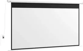HOMCOM elektrinis projektoriaus ekranas 266 x 149 cm, 16:9 su nuotolinio valdymo pulteliu, kino ekranas namų kinui ir prezentacijoms, metalinis, baltas