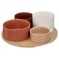 Secret De Gourmet PIECES Užkandžių serviravimo rinkinys, bambuko stovas, 5 dalys