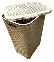 RATTAN balta šiukšliadėžė 60l - smėlio spalvos 435x337x602 mm