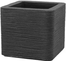 Kvadratinis sodo vazonas 30 x 30 cm Kubus grioveliais antracito PATIO