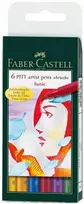 *Rašikliai piešimui Faber-Castell PITT Basic, 6vnt., įvairių spalvų
