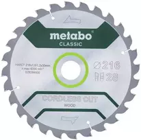 METABO DISKINIS PJŪKLAS HW/CT 216x30x28z AKUMULIATORINIS MEDIENOS PJOVIMAS CLASSIC