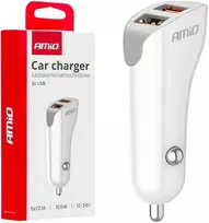 Automobilinis įkroviklis 2x USB-A 2.1A 12/24V AMiO-03874