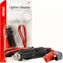 Automobilio maitinimo lizdo adapteris su „krokodilo“ gnybtu 12/24V, 60 cm, AMIO-03802