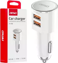 Automobilinis įkroviklis 2x USB-A 3.4A 12/24V AMiO-03888