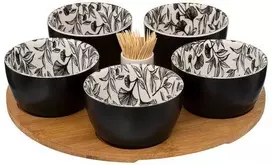 Secret De Gourmet FLORAL Snack Bowls, ant medinio padėklo, 5 dubenėliai, 70 ml