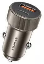 AWEI automobilinis įkroviklis C-857 33W USB+USB-C ruda