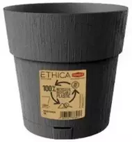 Stefanplast gėlių vazonas su padėklu Ethica Ø15x15cm pilkas