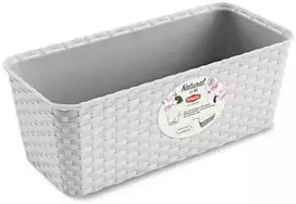 Stefanplast gėlių dėžutė balkonams su metaliniu laikikliu Natural 50x18x16cm baltas