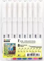 Staedtler Grafiniai rašikliai Marvy For Drawing #4600-8BX, 8 skirtingų brėžių, juodi 8vnt.