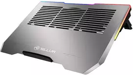 „Tellur“ nešiojamojo kompiuterio aušintuvas, 17 dydžio, 3 ventiliatoriai, RGB LED, USB, USB-C, aliuminio pilkos spalvos