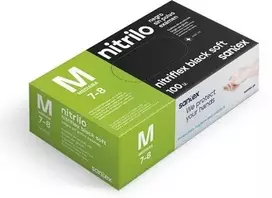 Santex Nitriflex Juodas Soft vienkartinės nitrilinės pirštinės, juodos, 3.5g (100vnt.) - XL - 1pak.x100vnt.