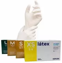 Santex Latex vienkartinės latekso pirštinės, baltos, 5g (100vnt.) - M - 10pak.x100vnt.