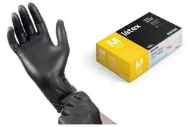 Santex Latex vienkartinės latekso pirštinės, juodos, 5.5g (100vnt.) - M - 10pak.x100vnt.