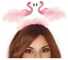 Fiesta Flamingo plaukų juosta su plunksnomis