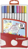 STABILO Pen 68 teptukas, 20 spalvų, daugiaspalvis, apvalus ir teptuko formos antgalis, daugiaspalvis, šešiakampis, vandens pagrindo rašalas