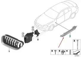BMW 6 F06 F12 F13 Priekinis Kairysis Šoninis Grotelis Originalus 51137370397