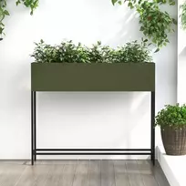Pakeltas Sodo Vazonas Alyvuogių žalia 100 x 26 x 82 cm Plienas